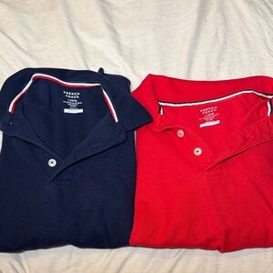 2 French Toast Kids Long Sleeve Polo Shirts - Classic Navy and Bright Red